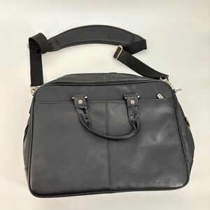 KENNETH COLE REACTION Black Leather Men's Laptop Bag Briefcase